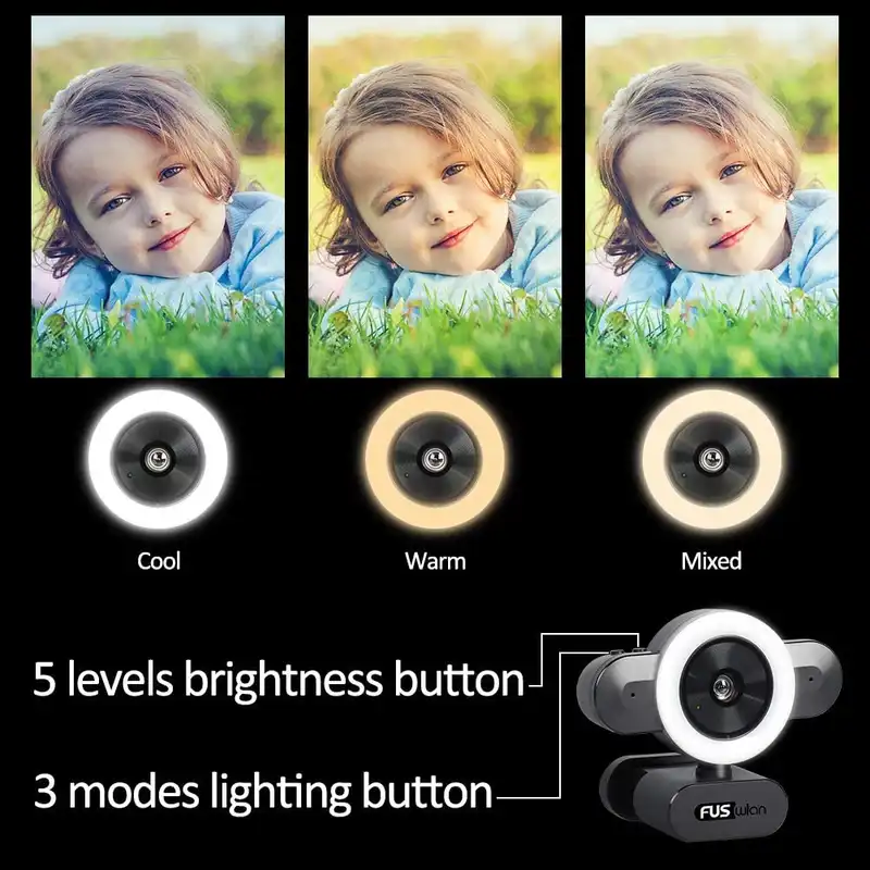 وب کم فوس لان مدل 2K Streaming with Ring Light