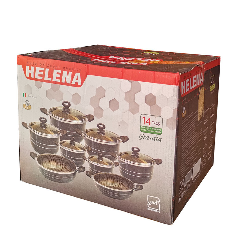 سرویس پخت و پز 14 پارچه هلنا طرح چدن مدل زنبوری