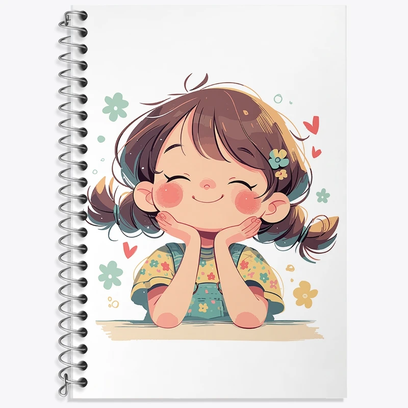 دفتر زبان 50 برگ خندالو مدل سه خط طرح دخترانه کیوت کد F2302