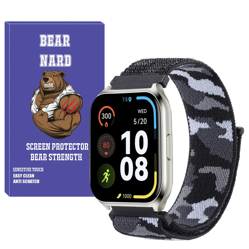 بند برنارد مدل Nylon-Army-BR مناسب برای ساعت هوشمند امیزفیت GTR 42mm / Pop / Pop 2 / Pop pro