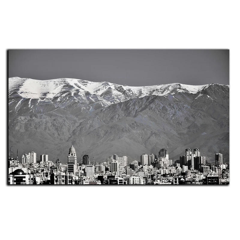 تابلو شاسی بکلیت طرح سیاه و سفید منظره شهری تهران مدل SH-8651