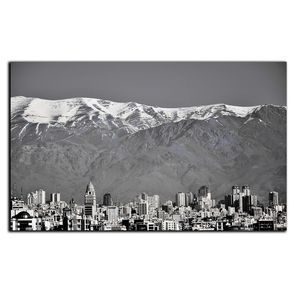 تابلو شاسی بکلیت طرح سیاه و سفید منظره شهری تهران مدل SH-8651