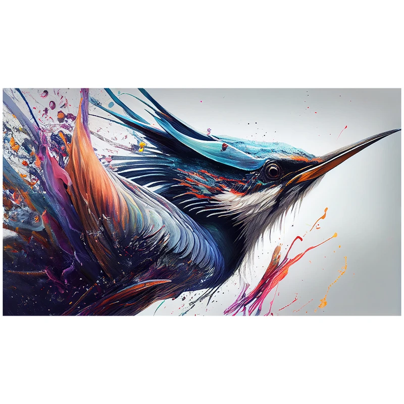 فرش پارچه‌ای مدل فرشینه طرح نقاشی پرنده رنگارنگ کد AR3059787