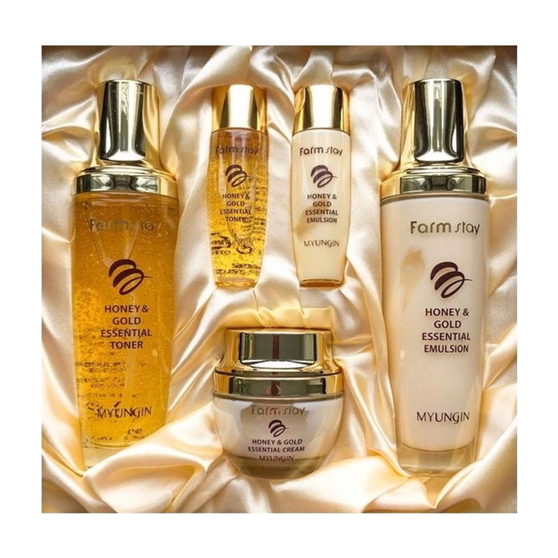 مجموعه مراقبت از پوست فارم استی مدل Honey and Gold Essential بسته 5 عددی