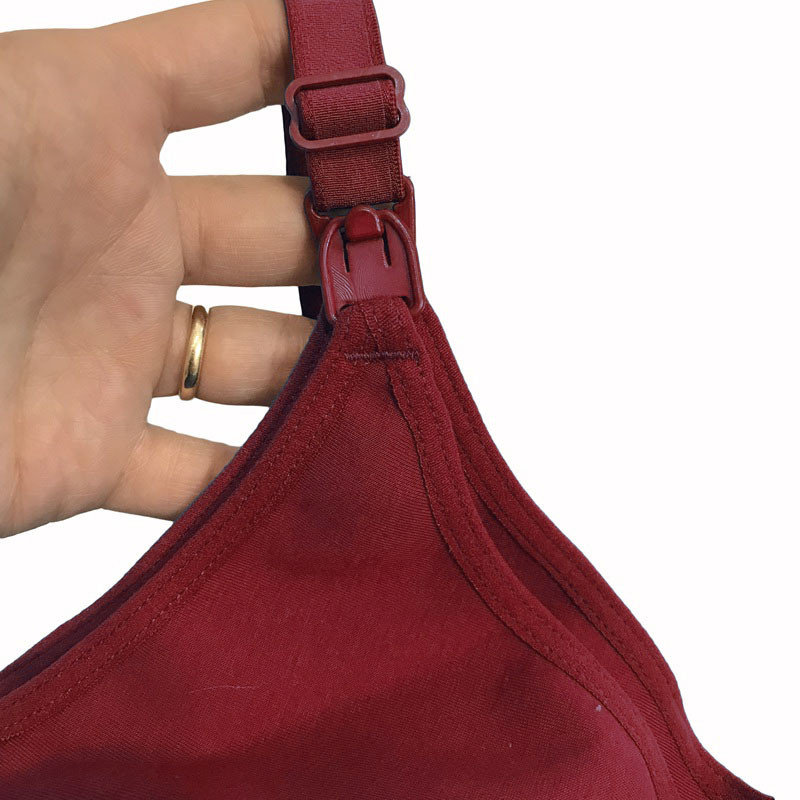 سوتین شیردهی براگور مدل نخ پنبه رنگ زرشکی