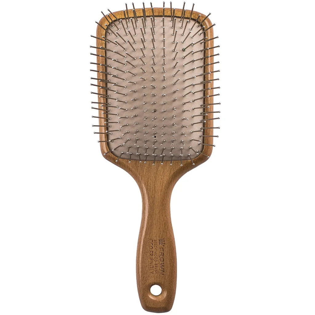 برس مو کراون مدل سیمی چهارگوش با بدنه چوبی BEECHWOOD S کد 32