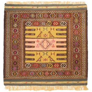 گلیم دستباف یک متری مدل سفره کردی کد 261053 