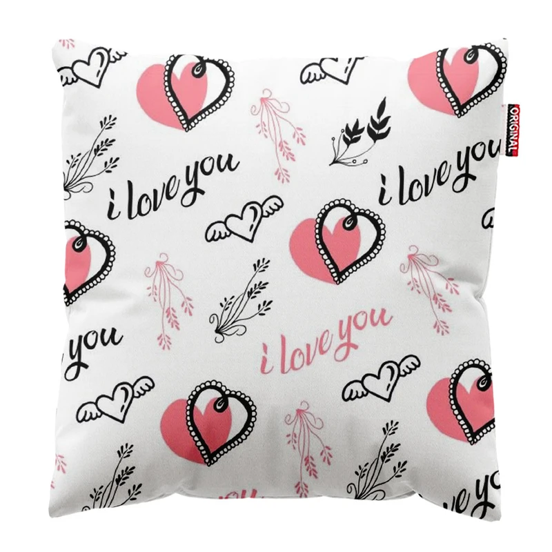 کوسن پاد آفرین طرح قلب و عشق کد 4818 سایز 30*30 سانتی متر