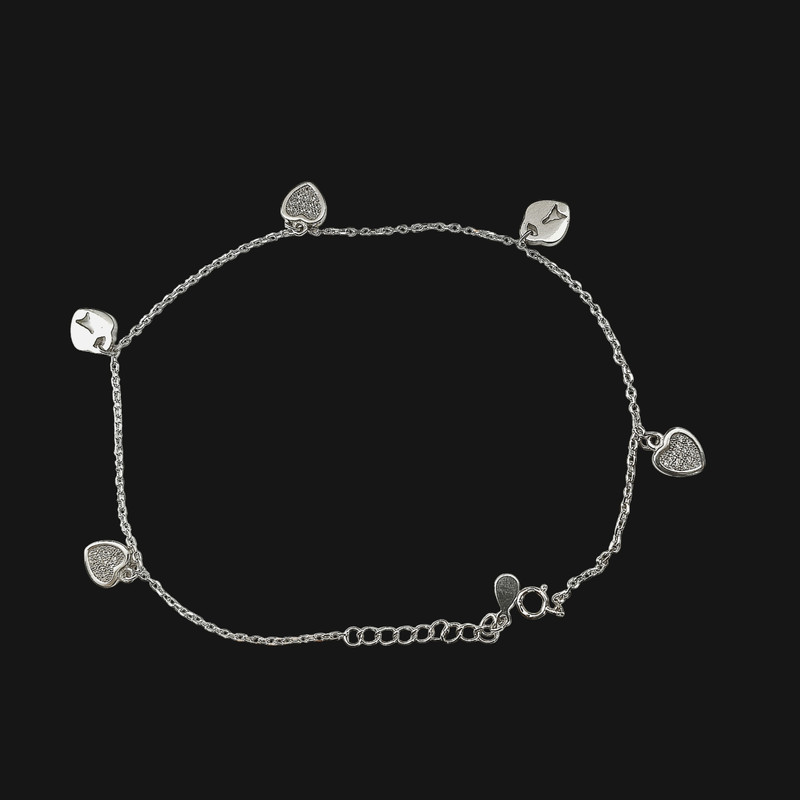 پابند نقره زنانه مدل قلب کد 002