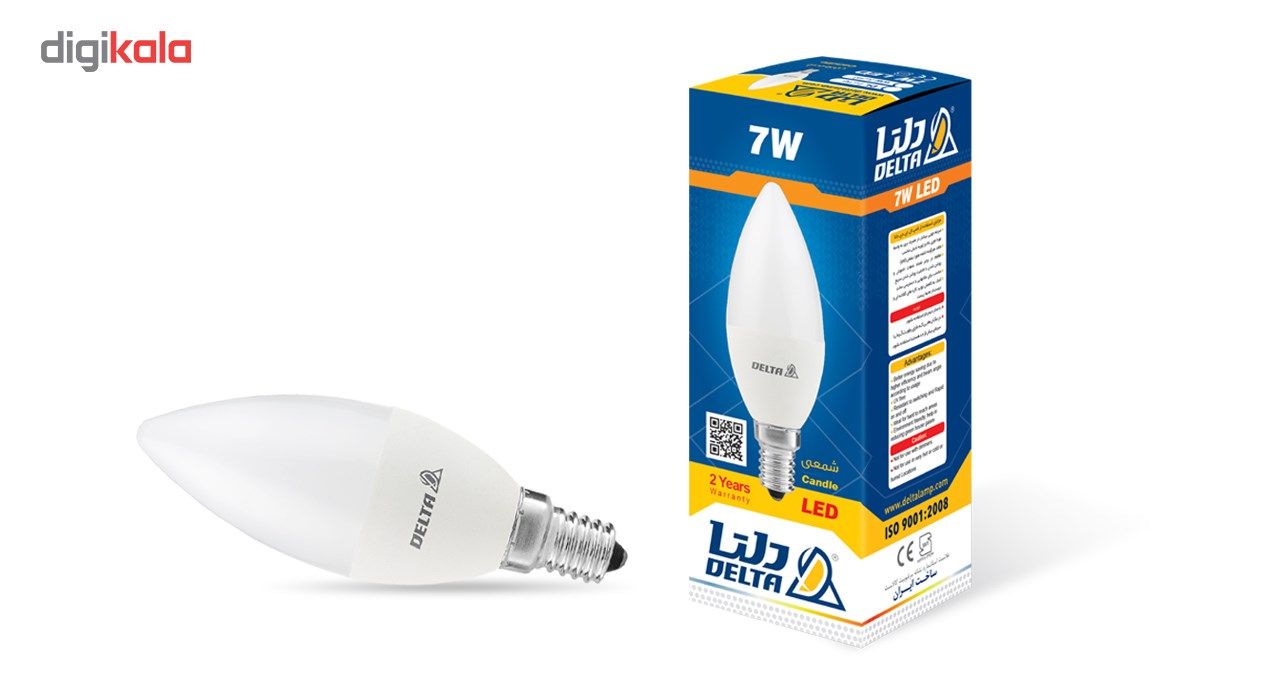 لامپ ال ای دی 7 وات دلتا مدل شمعی پایه E14بسته 10 عددی