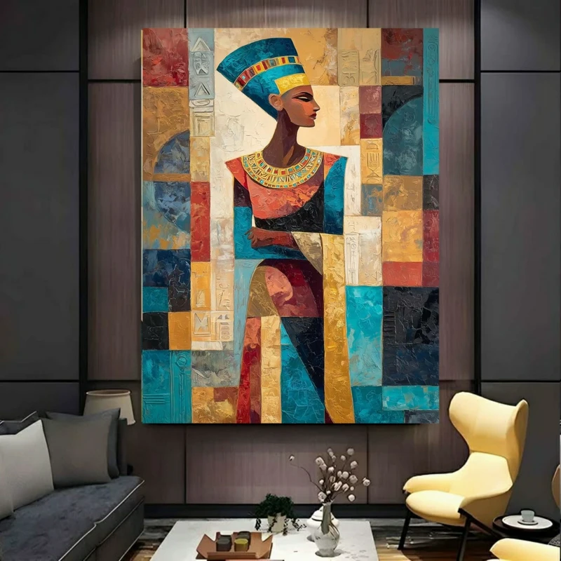 تابلو بوم طرح مخمل فیگور کهن مدل هندسی کد PY576