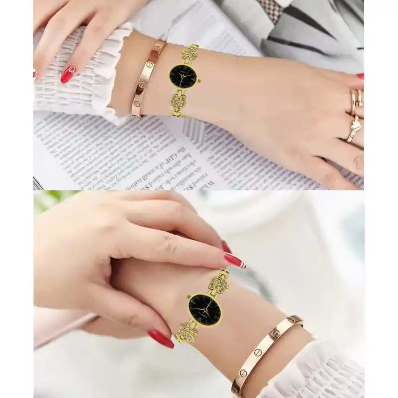 ساعت مچی عقربه ای زنانه مدل قلب نگین دار کد 4u