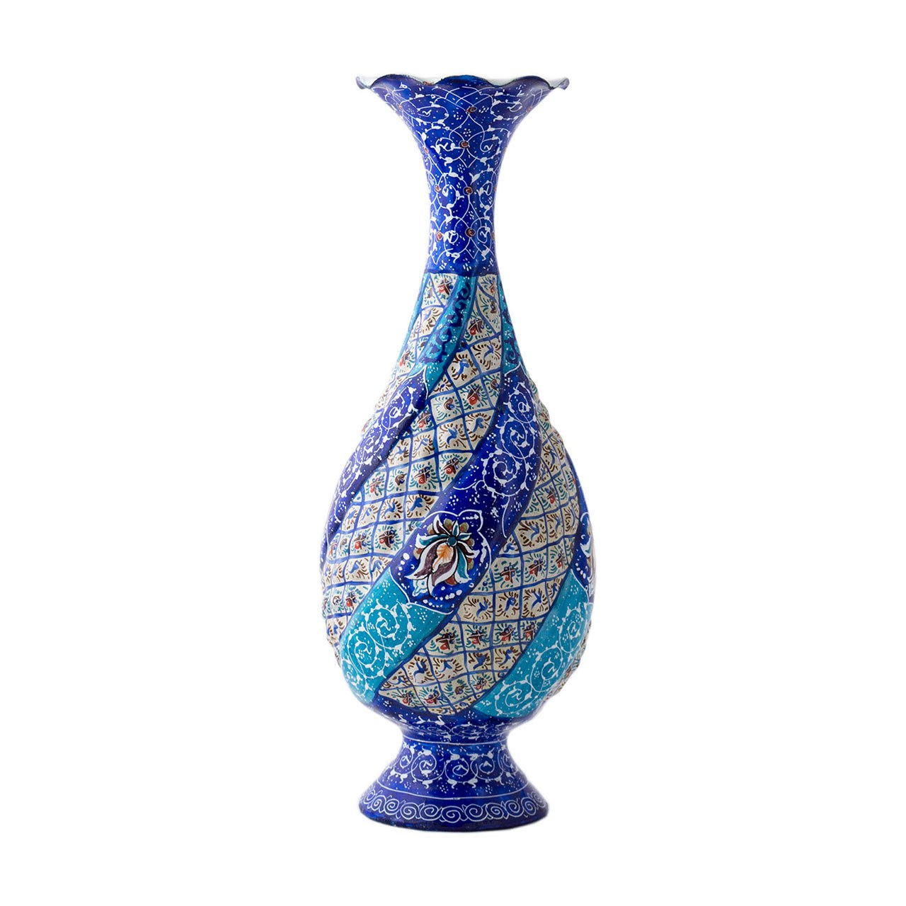 گلدان میناکاری مسی رستا طرح صراحی 16-12-102  ارتفاع 25 سانتی متر