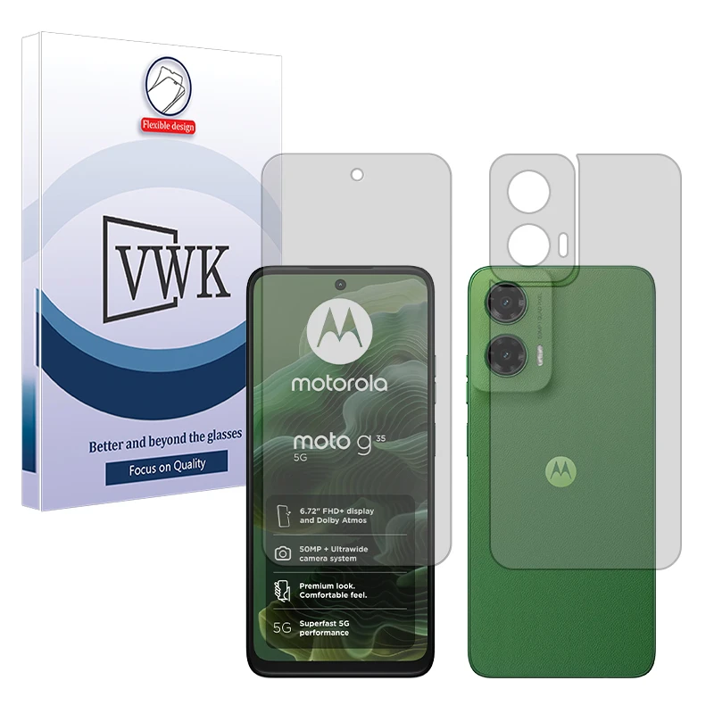 محافظ صفحه نمایش مات وی دبلیو کی مدل Tough مناسب برای گوشی موبایل موتورولا Moto G35 به همراه محافظ پشت گوشی