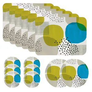 ست زیربشقابی و زیرقابلمه ای کد fsh2003 مجموعه 8 عددی به همراه زیر لیوانی