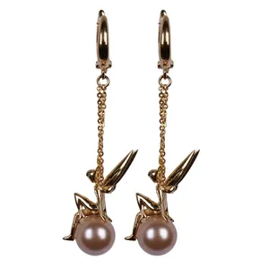 گوشواره طلا 18 عیار زنانه مدل فرشته زرد