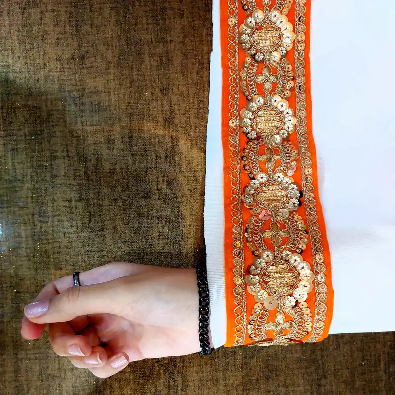 نوار یراق مدل مخمل پولک سرمه B طول 1 متر