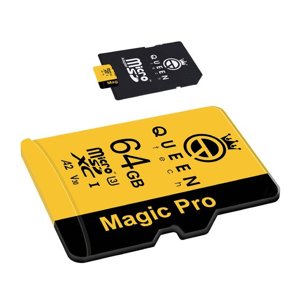 کارت حافظه Micro SD XC کوئین تک مدل A2-V30-633X کلاس 10 استاندارد UHS-l U3 سرعت 95MBps ظرفیت 64 گیگابایت به همراه آداپتور SD