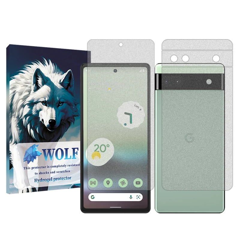 محافظ صفحه نمایش مات ولف مدل Tough مناسب برای گوشی موبایل گوگل Pixel 6a به همراه محافظ پشت گوشی