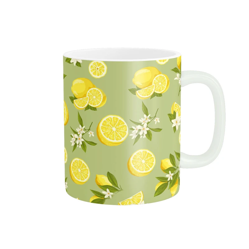 ماگ پاد آفرین طرح لیمو و برگ های شکوفه دار کد 74