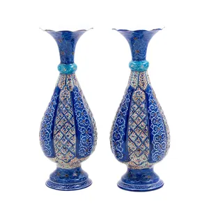 گلدان میناکاری رستا طرح 46-12-102 ارتفاع 20 سانتی متر مجموعه دو عددی