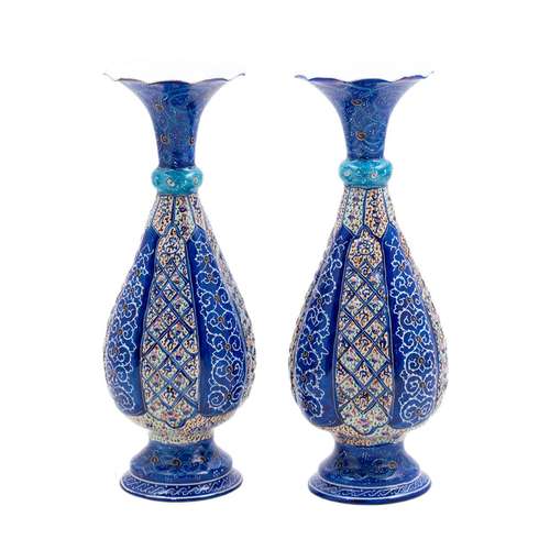 گلدان میناکاری رستا طرح 46-12-102 ارتفاع 20 سانتی متر مجموعه دو عددی
