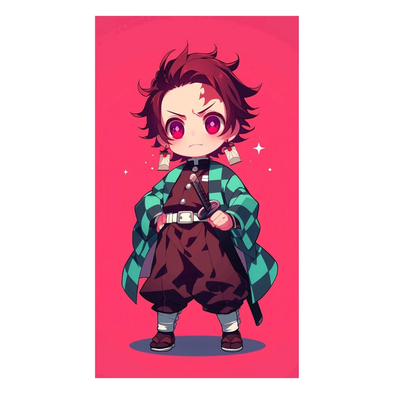 استیکر لپ تاپ و موبایل مدل انیمه طرح شیطان کش کامادو تانجیرو demon slayer kamado tanjiro کد 261