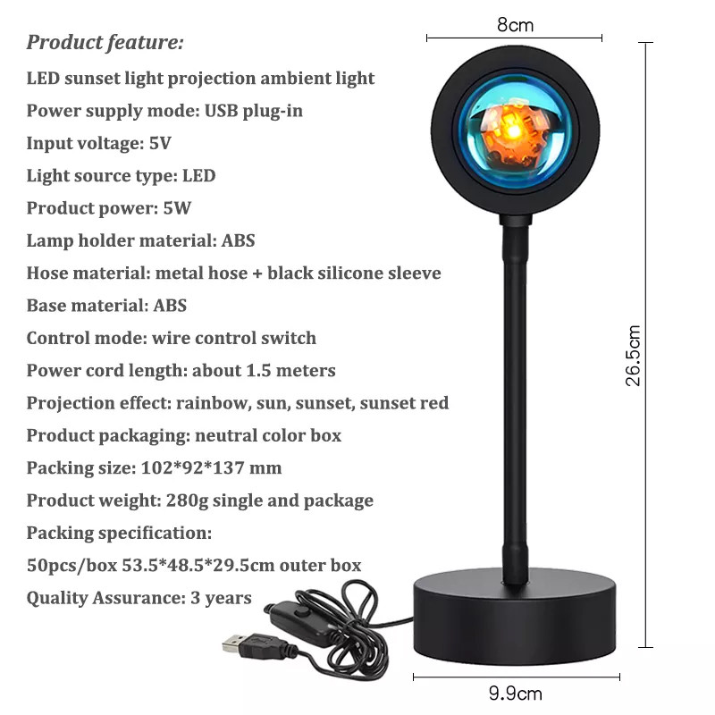 نور ثابت ال ای دی مدل Sunsety Lamp RGB