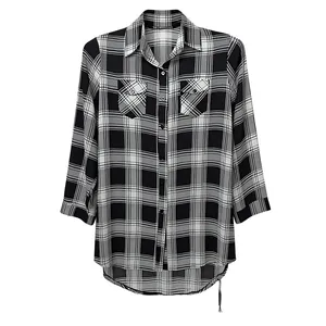 مانتو شومیزی زنانه مدل چهارخانه نخ تایلندی کد ۰۰۵۵