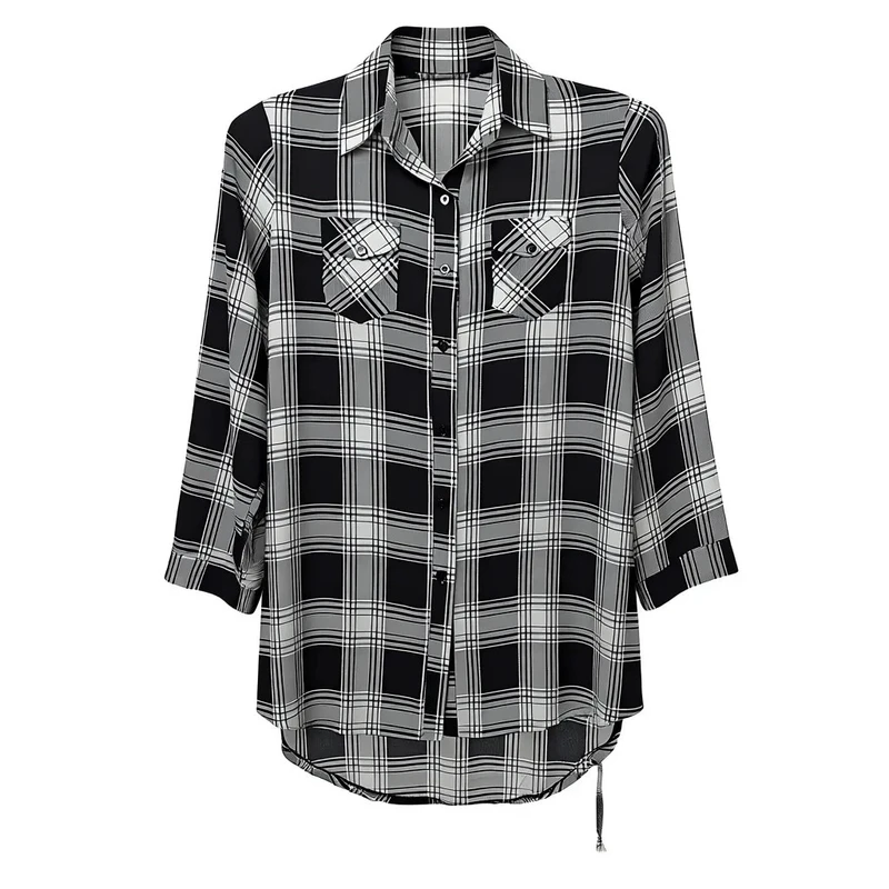 مانتو شومیزی زنانه مدل چهارخانه نخ تایلندی کد ۰۰۵۵