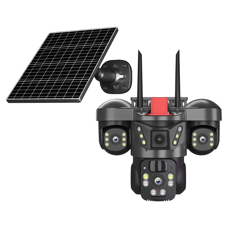 دوربین مداربسته تحت شبکه مدل خورشیدی سه‌لنز 