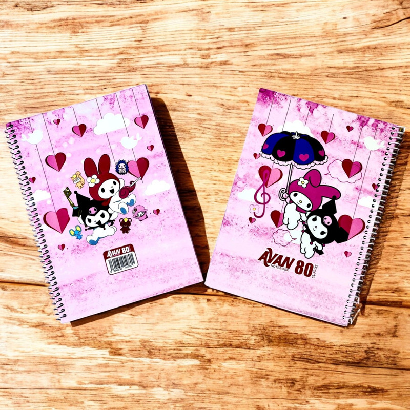 دفتر مشق 80 برگ آوان مدل حاشیه دار طرح کرومی و ملودی کد LF1