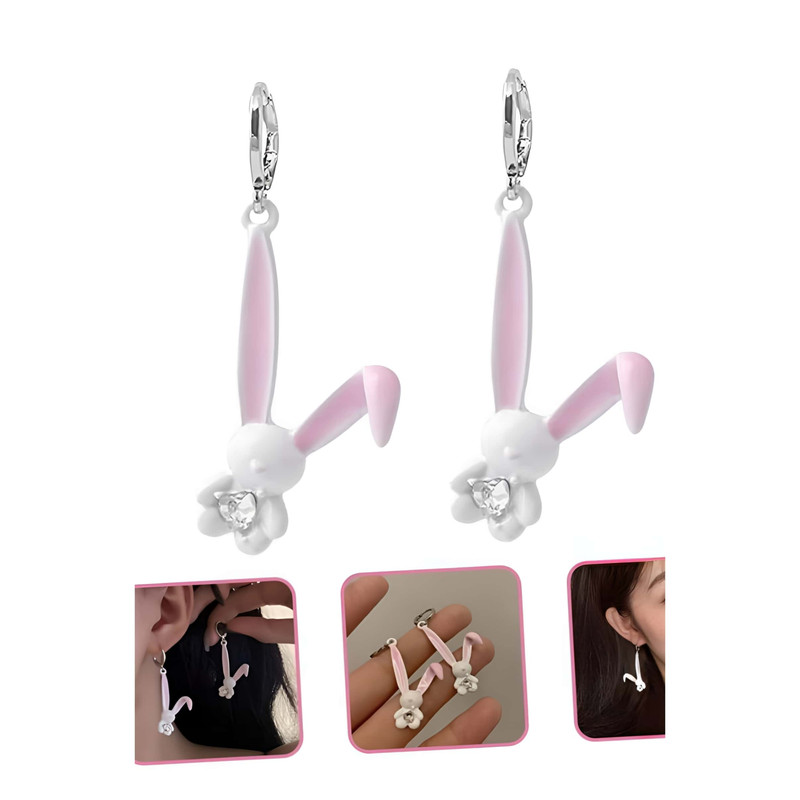 گوشواره دخترانه مدل خرگوشی سیلیکونی