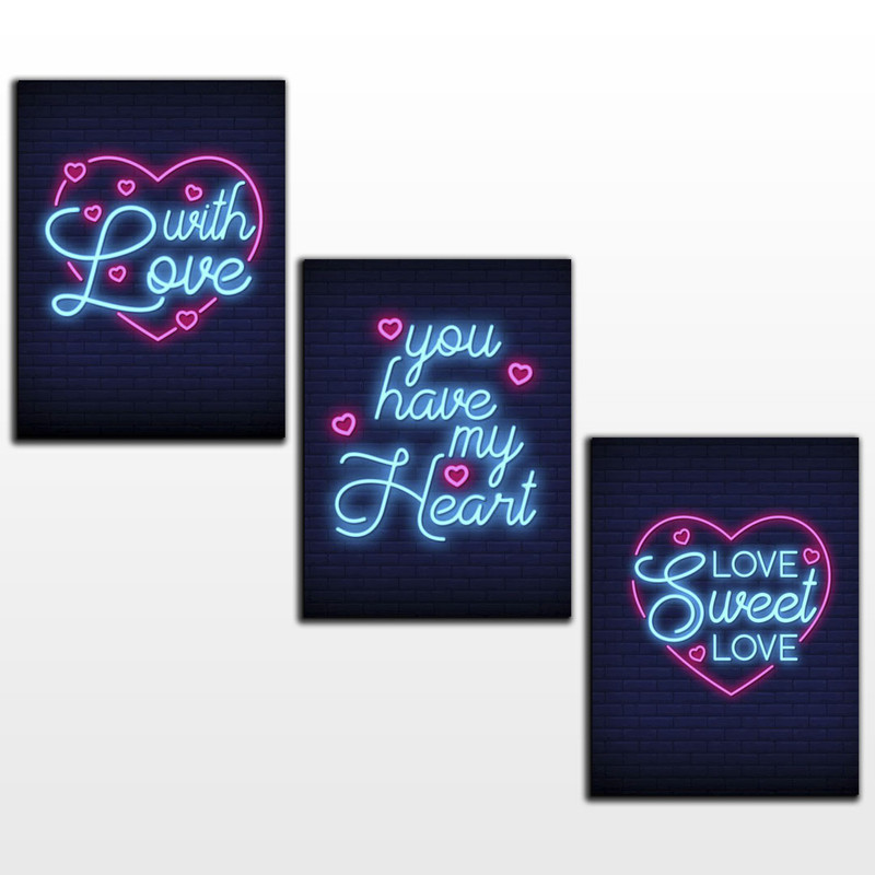 تابلو شاسی مدل قلب عاشقانه روز عشق کد LVE11 مجموعه سه عددی