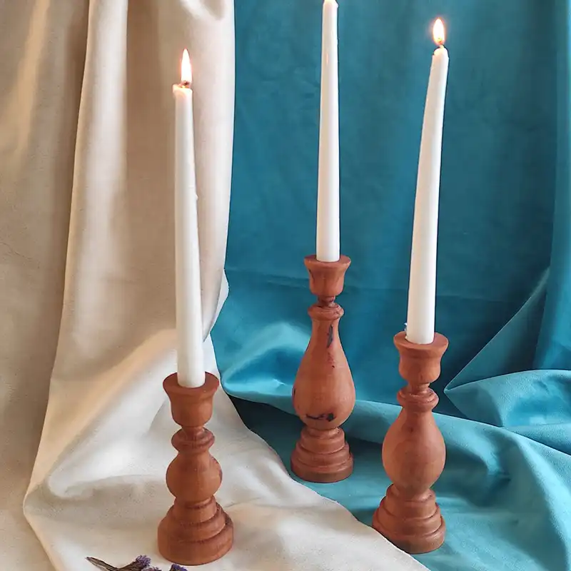 جاشمعی چوبی مدل پایه بلند کد SH108 مجموعه 3 عددی