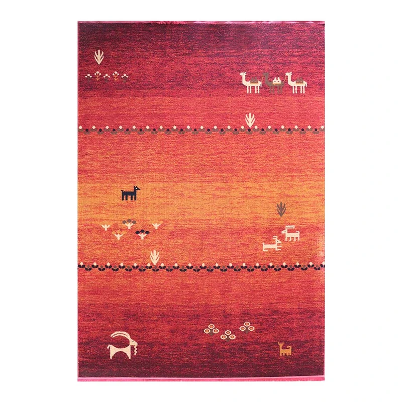 فرش ماشینی 320 شانه فرش سهند زمینه لاکی حاشیه لاکی مدل جیران کد 826