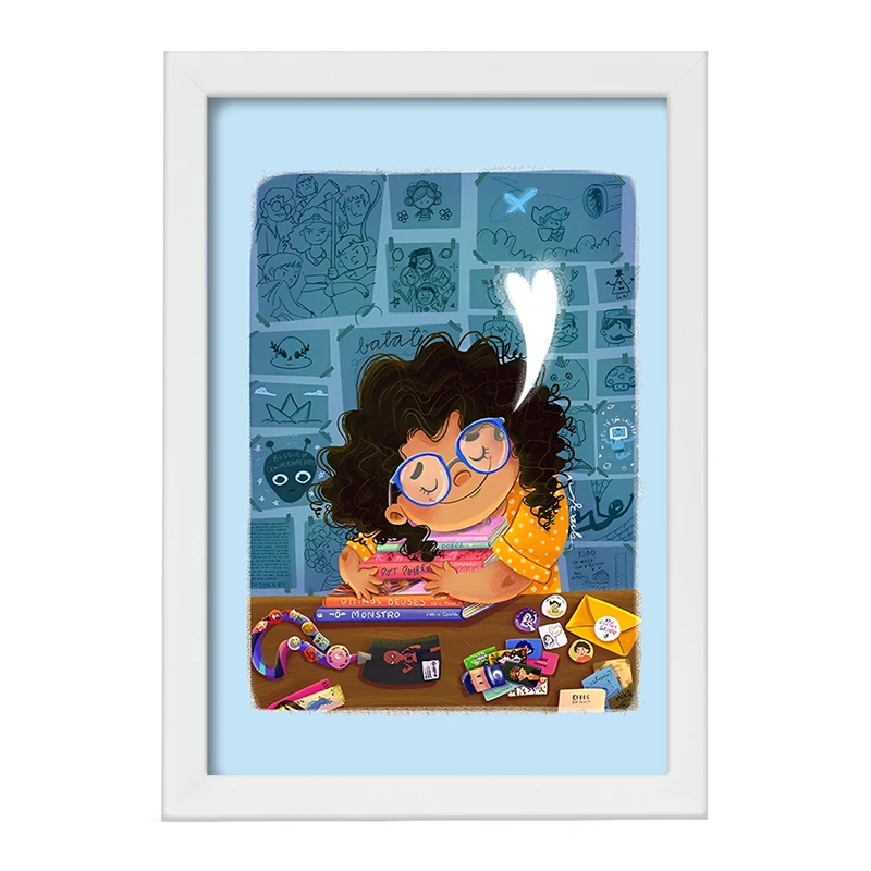 تابلو خندالو مدل دختر کتاب خوان کد F10949