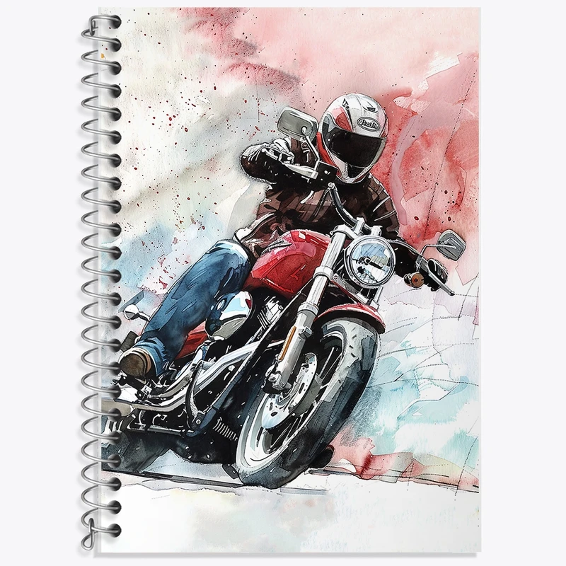 دفتر زبان 50 برگ خندالو مدل سه خط طرح موتور سیکلت (Motorcycle) کد F1021