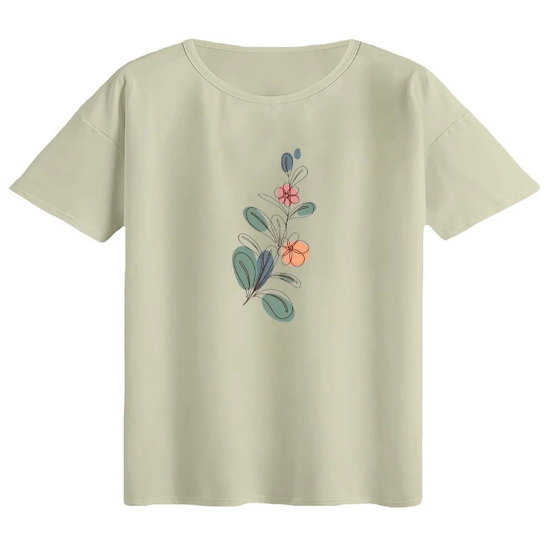 تی‌شرت اورسایز آستین کوتاه زنانه مدل باکسی طرح مینیمال کد3