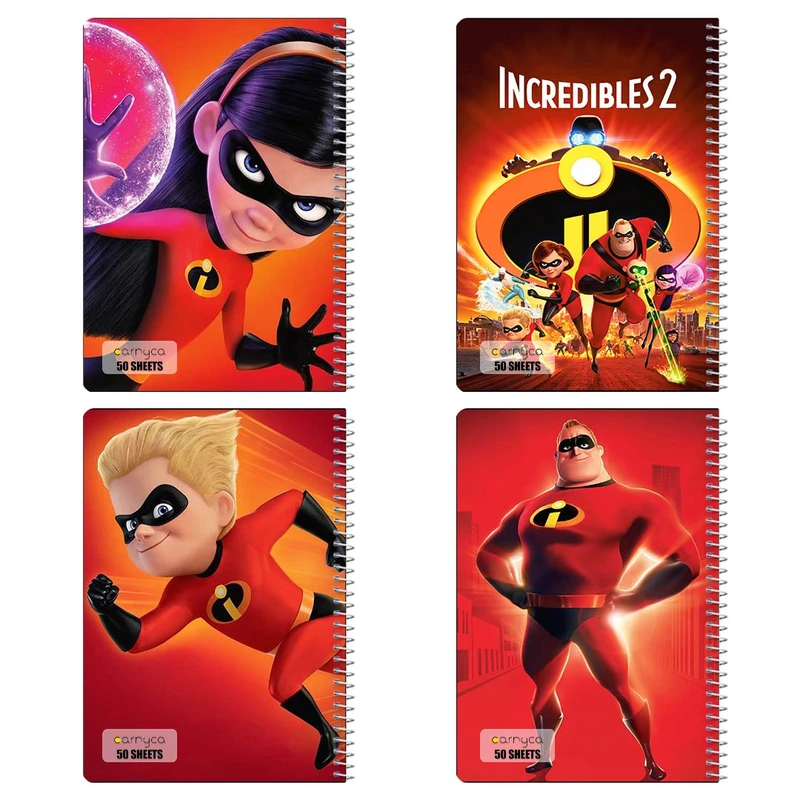 دفتر نقاشي 50 برگ کارنيکا طرح شگفت‌انگیزان The Incredibles کد 75496 مجموعه 4 عددی