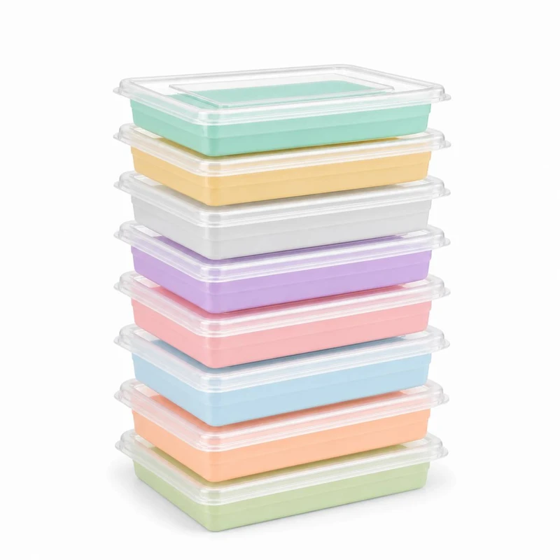 ظرف نگهدارنده با بدنه پلاستیک مدل جاگوشتی مناسب برای قرار دادن در فریزر بسته 8 عددی
