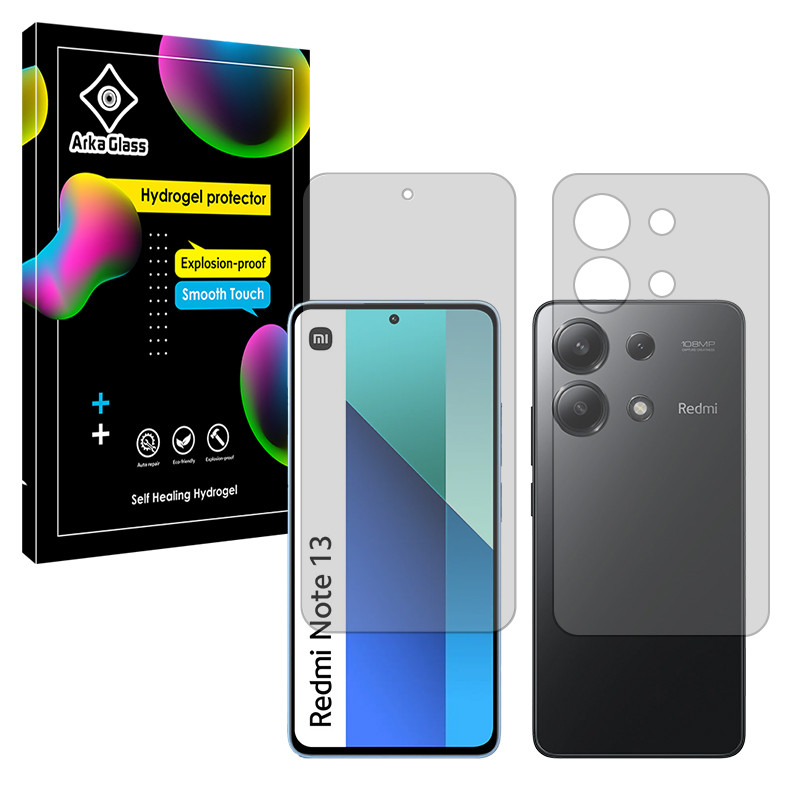محافظ صفحه نمایش مات آرکا گلس مدل Tough مناسب برای گوشی موبایل شیائومی Redmi Note 13 4G به همراه محافظ پشت گوشی