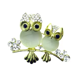 گل سینه زنانه مدل دو جغد روی شاخه کد brfp-615