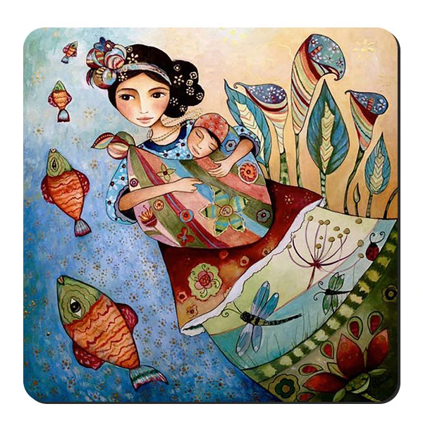 زیر لیوانی طرح مادر و فرزند و برکه کد nzl31