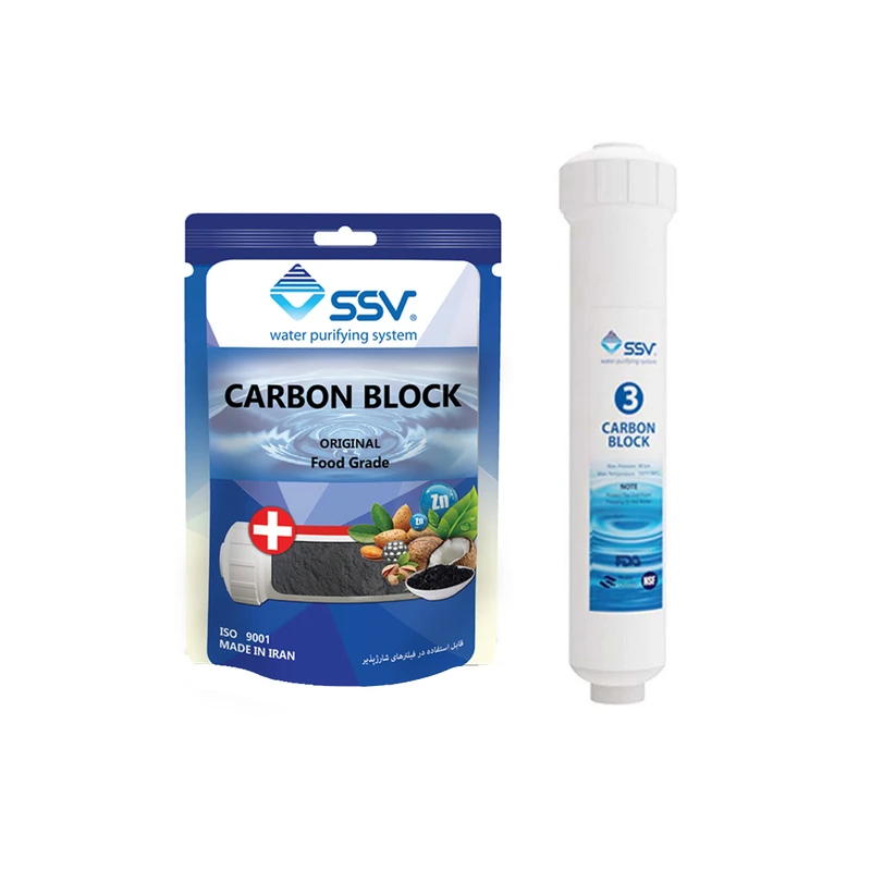 فیلتر دستگاه تصفیه آب اس اس وی مدل Carbon block به همراه بسته شارژ یدک وزن 140 گرم