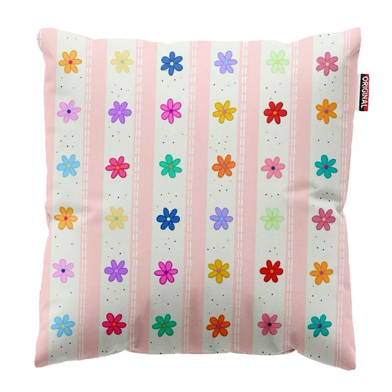 کوسن پاد آفرین طرح گل های رنگی کد 1604 سایز 30*30 سانتی متر