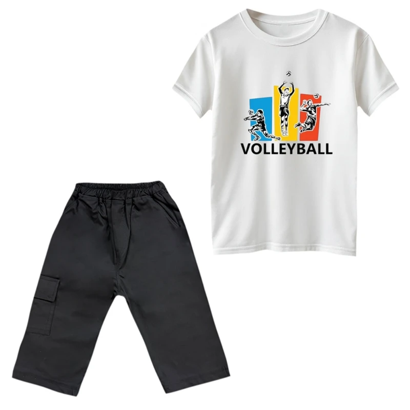 ست تی‌شرت و شلوارک پسرانه مدل والیبال