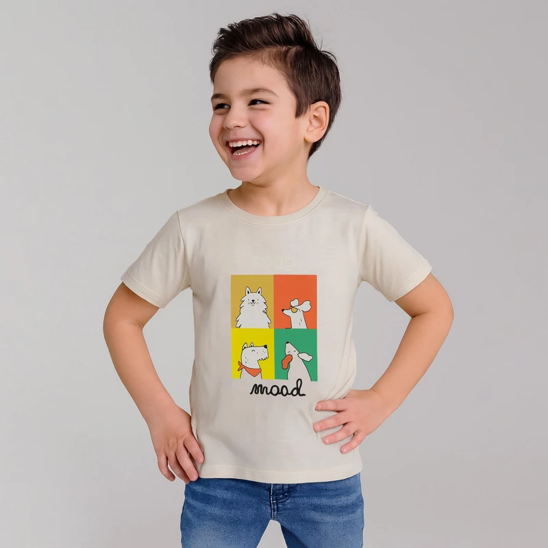 تی شرت آستین کوتاه پسرانه مون‌سا مدل پاپی