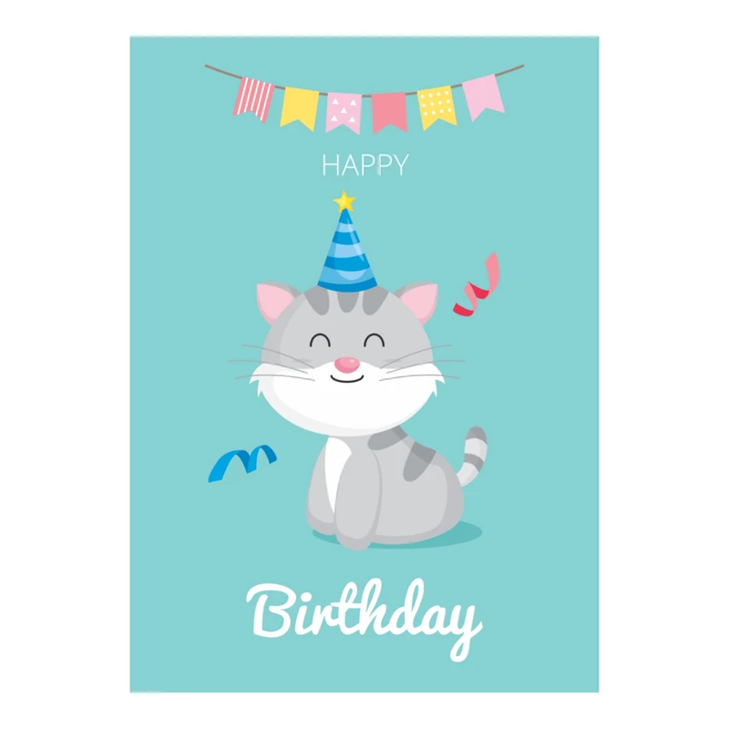 کارت پستال مدل Happy birthday گربه کد 40