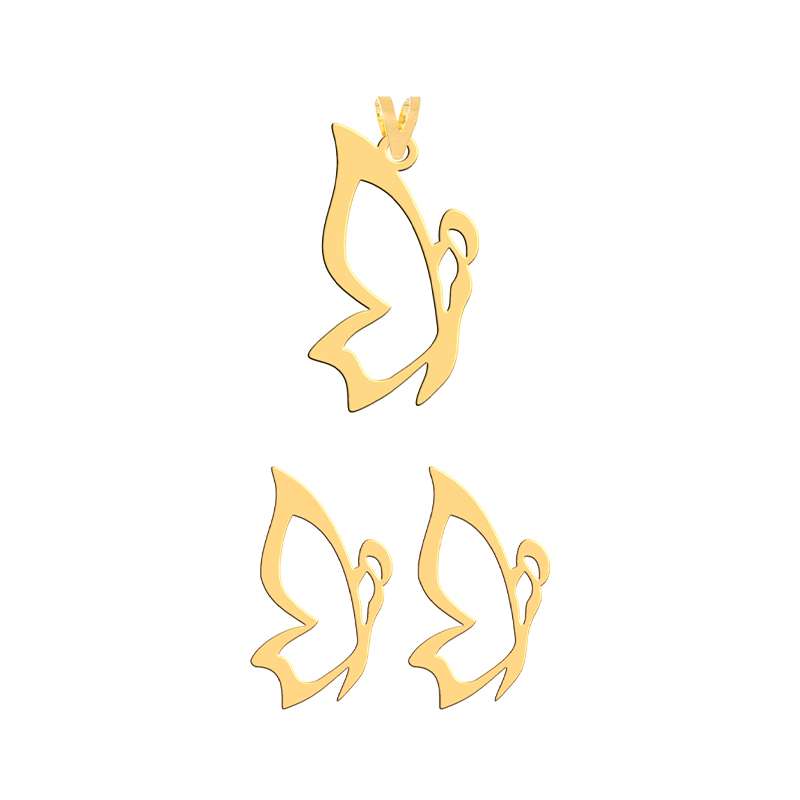 نیم ست طلا 18 عیار زنانه فرشته مدل پروانه  WHSLZ-000515